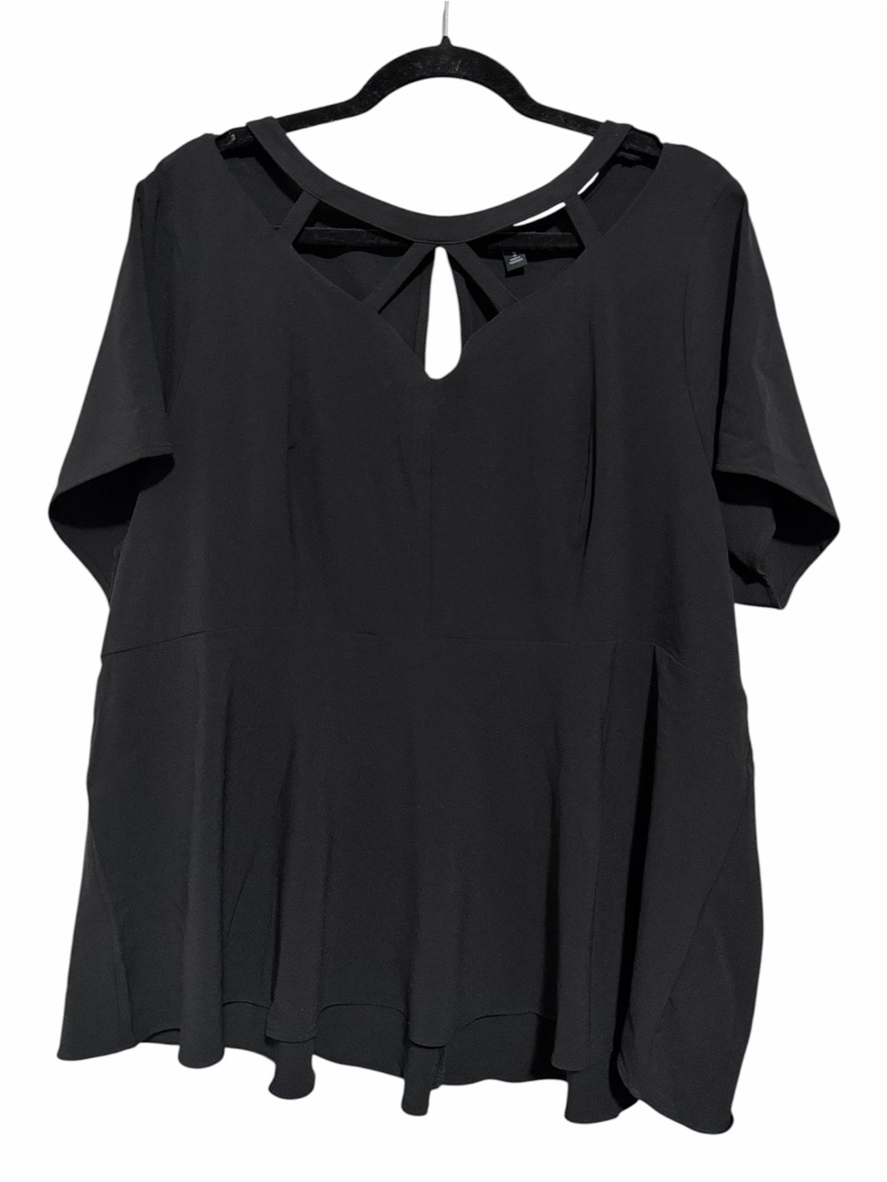 Torrid Black Strappy Keyhole Peplum Blouse